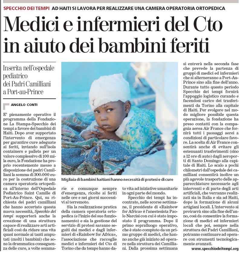 articolo La Stampa - specchio dei tempi 19/3/10